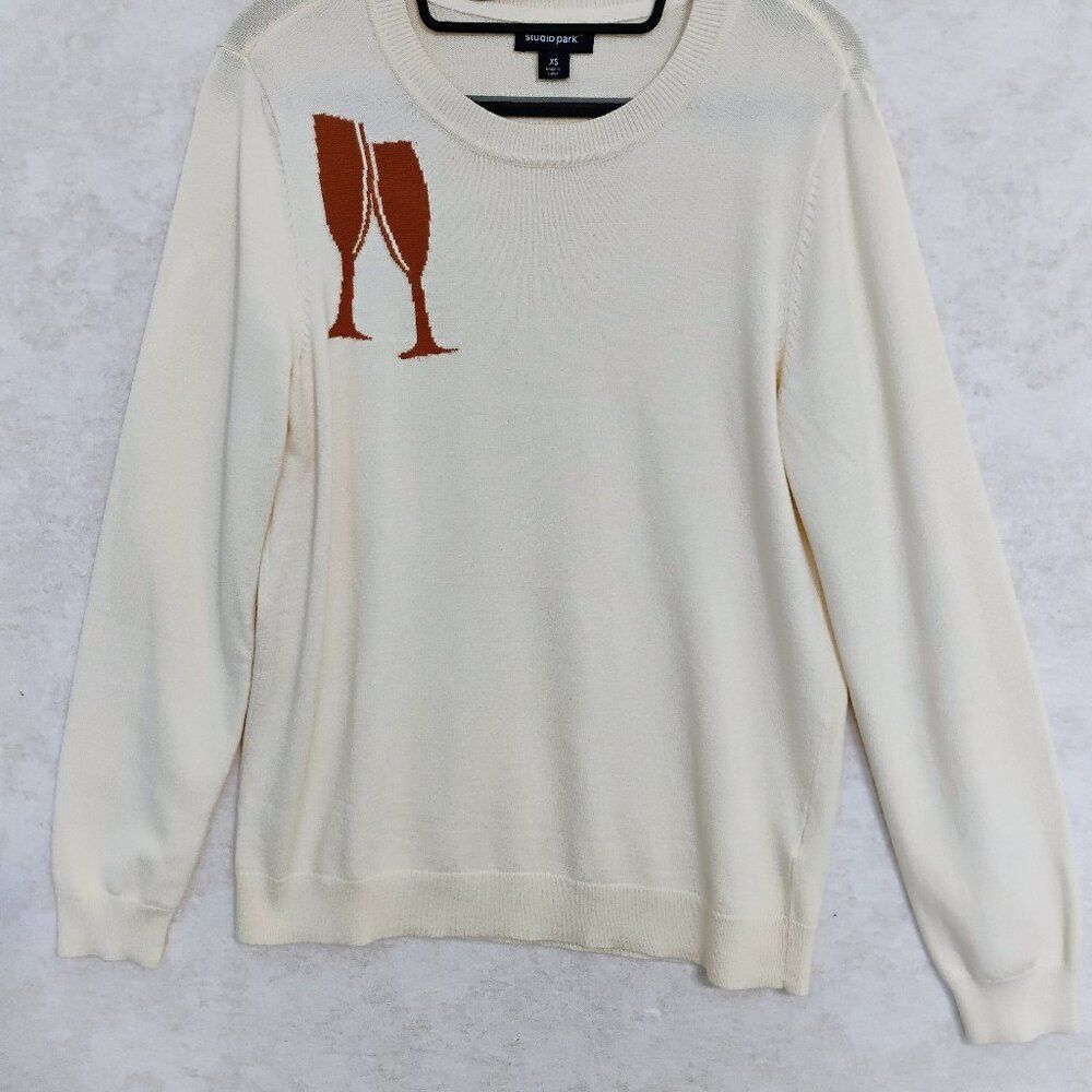 Studio Park Ivory Champagne Toast Knit Sweater XS
